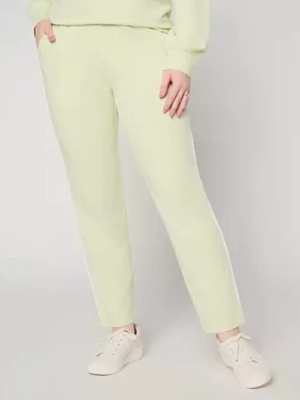 Denim & Co. Active Drapey French Terry Pants-Soft Sage-Petite Medium-NEW-A715777
